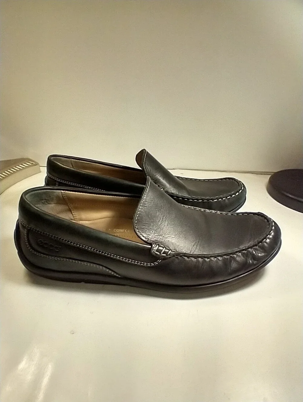 Ecco Classic Moc 2.0 Black Driving Loafers Shoes Men's sz 10(44).